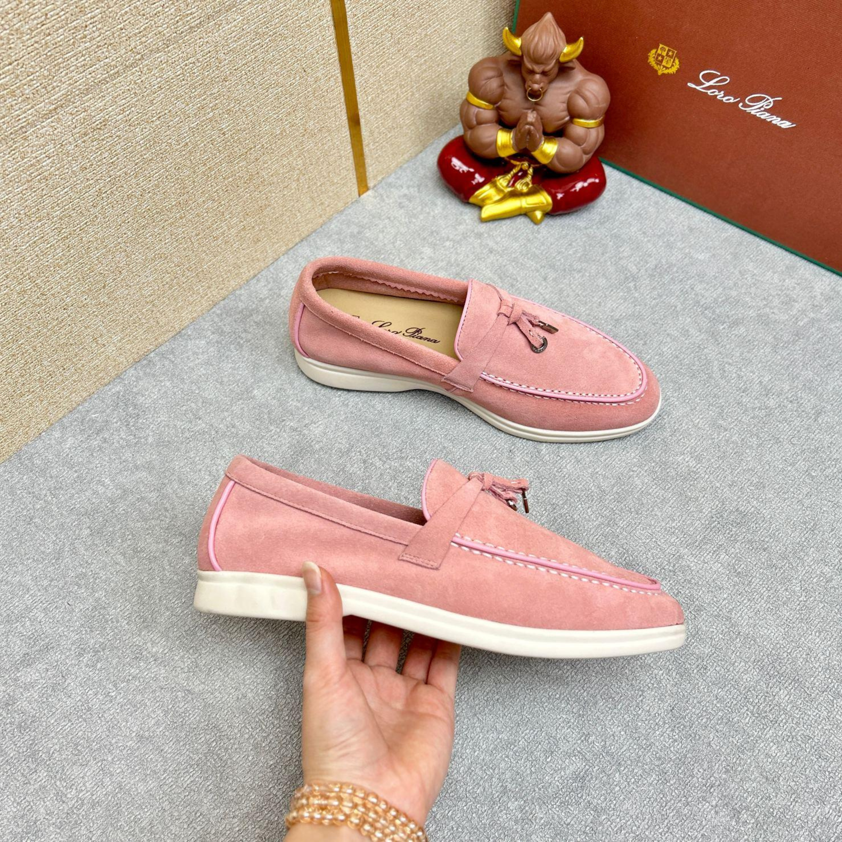 Loro Piana Summer Charms Walk Suede Loafers -  Wild Mauve