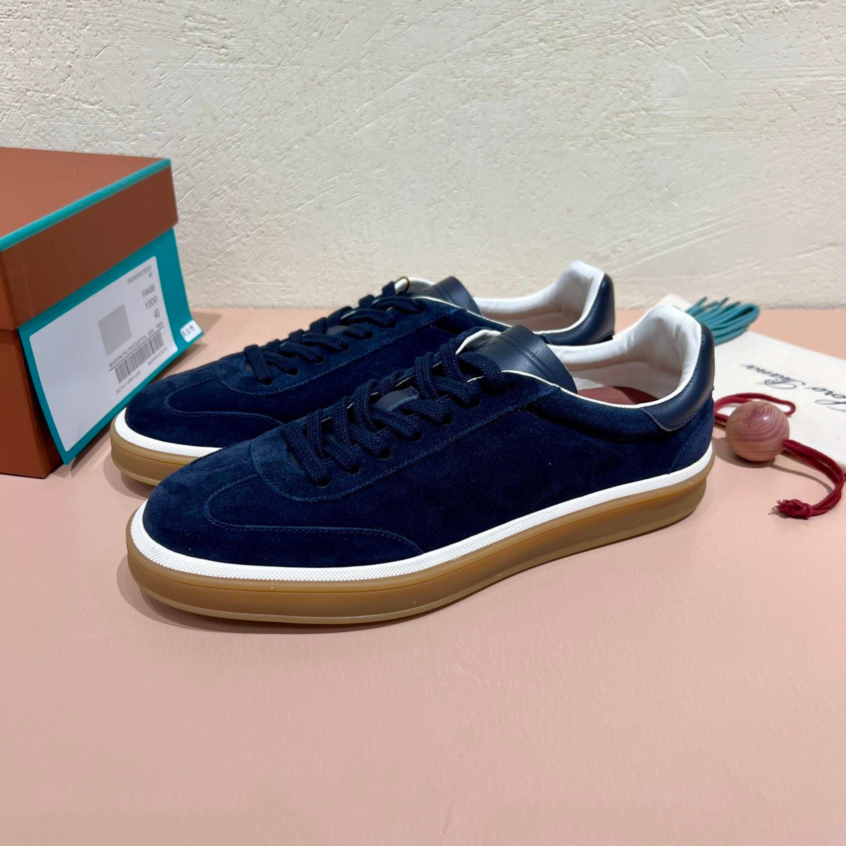 Loro Piana Tennis Walk Suede Calf Split Sneakers - Navy Blue (W000)