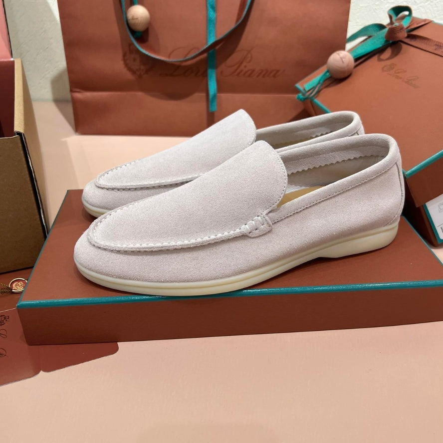 Loro Piana Summer Walk Suede Loafers - Sand
