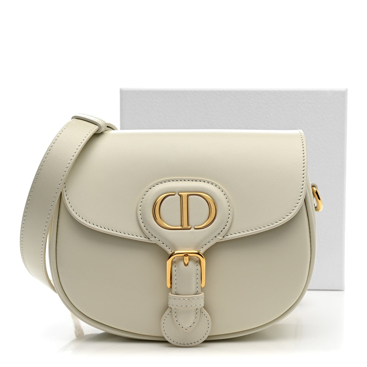 Dior Medium Bobby Calfskin Crossbody Bag - White