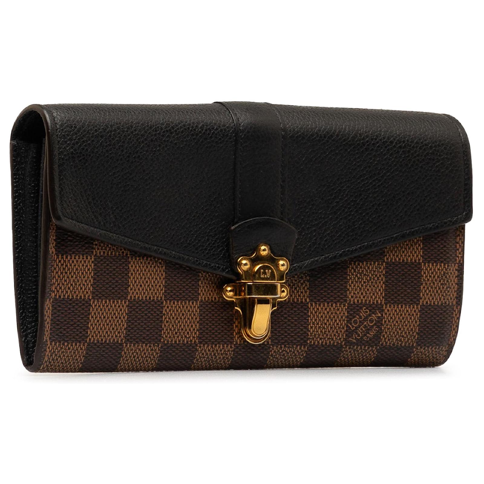 Louis Vuitton Damier Ebene Clapton Long Wallet - Brown