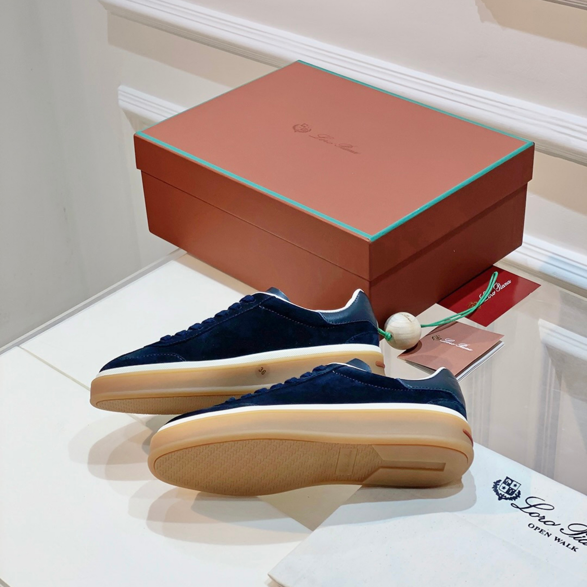 Loro Piana Tennis Walk Suede Calf Split Sneakers - Black Figs (W1CQ)