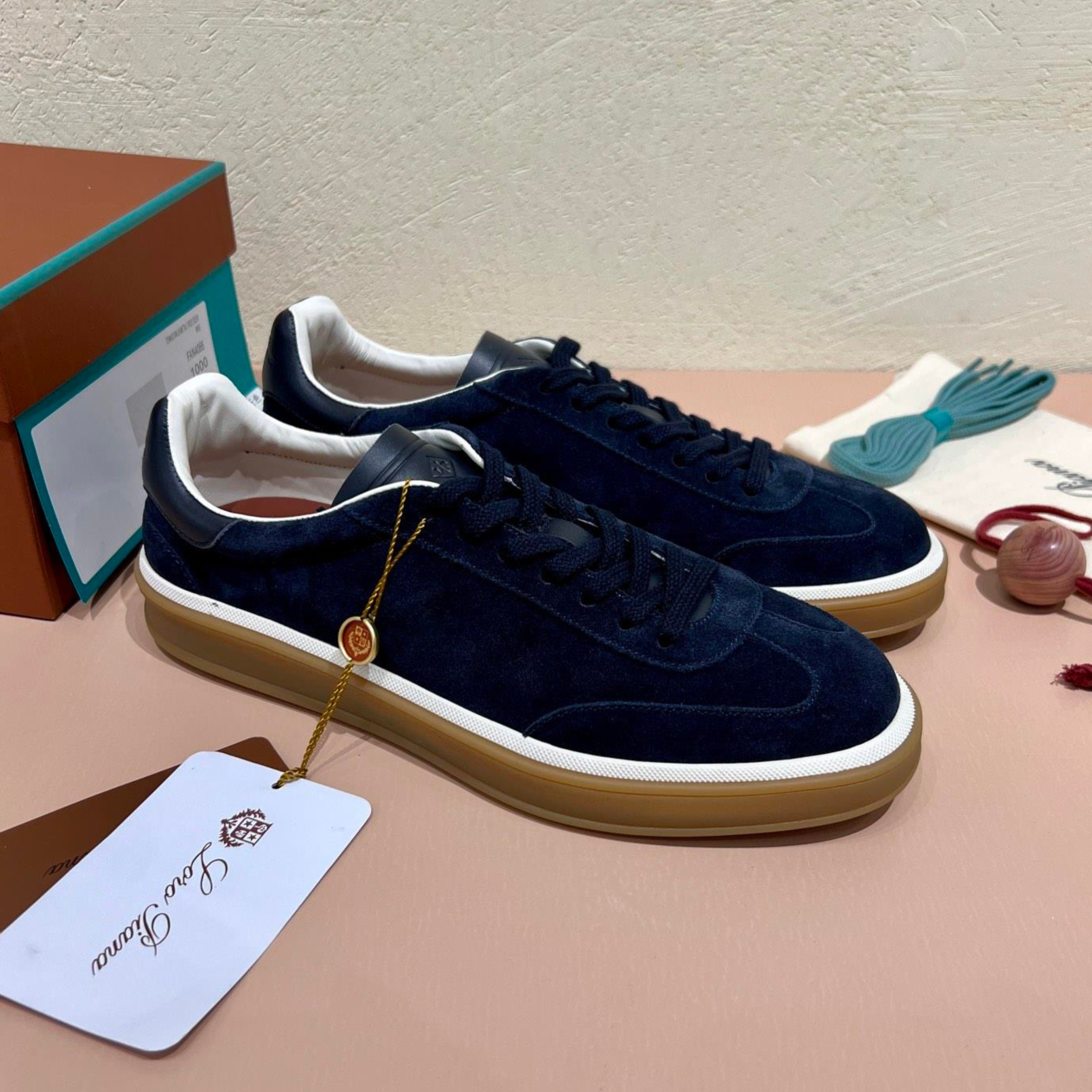 Loro Piana Tennis Walk Suede Calf Split Sneakers - Navy Blue (W000)