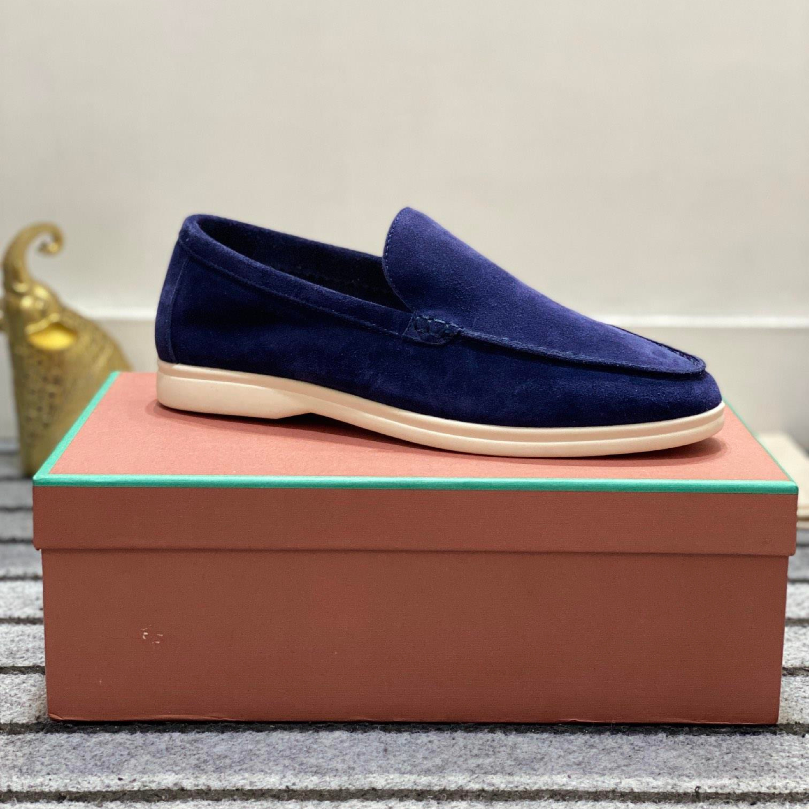 Loro Piana Summer Walk Suede Loafers - Dark Navy Blue ( 040)