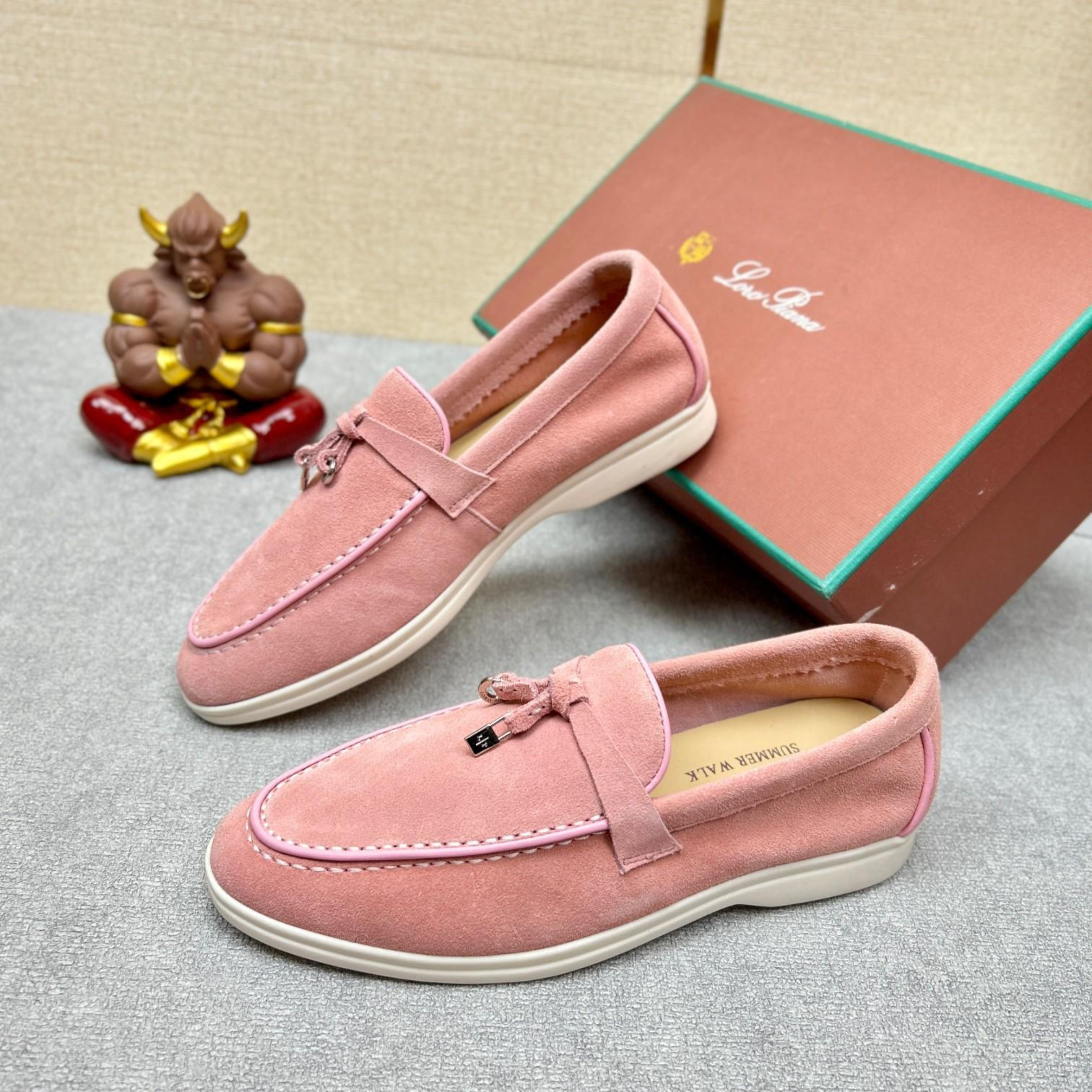 Loro Piana Summer Charms Walk Suede Loafers -  Wild Mauve