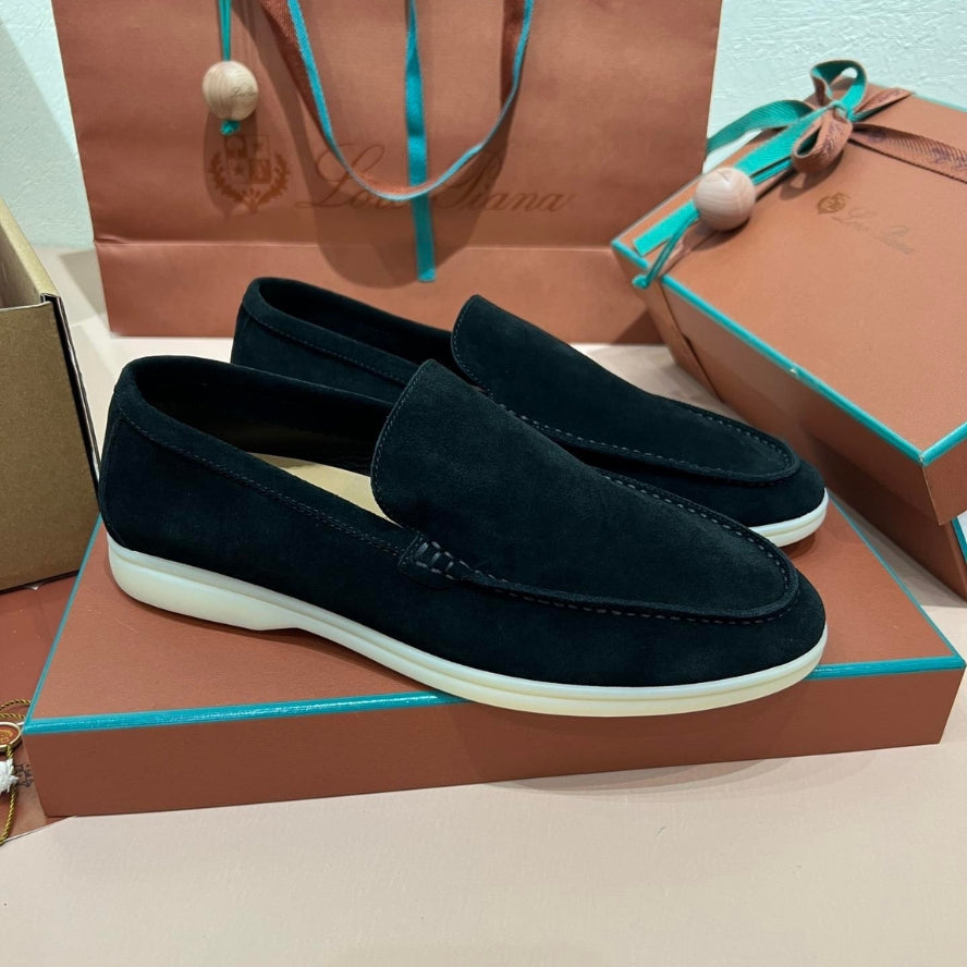 Loro Piana Summer Walk Suede Loafers - Black (132)