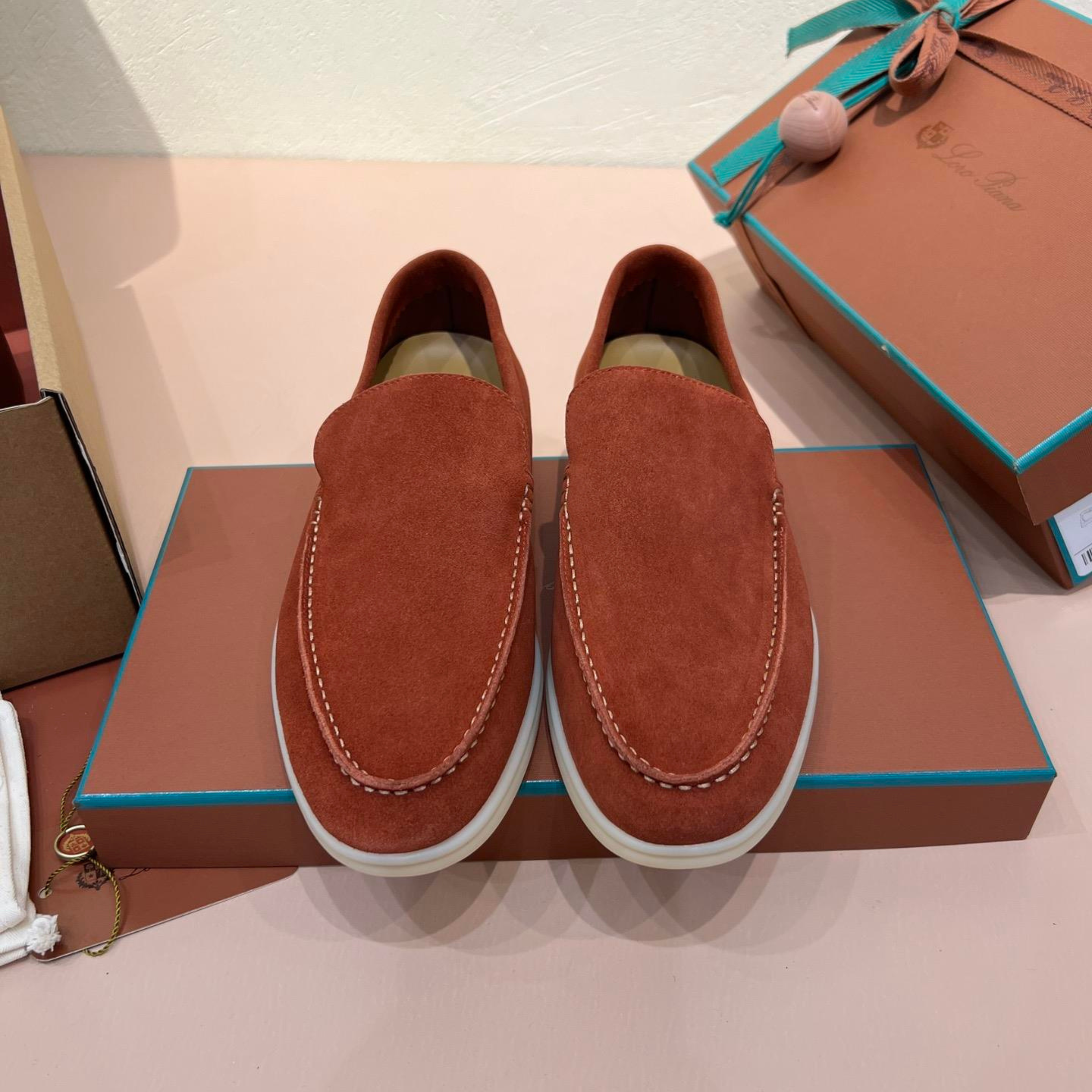 Loro Piana Summer Walk Suede Loafers -  Dried Red (R0DV)