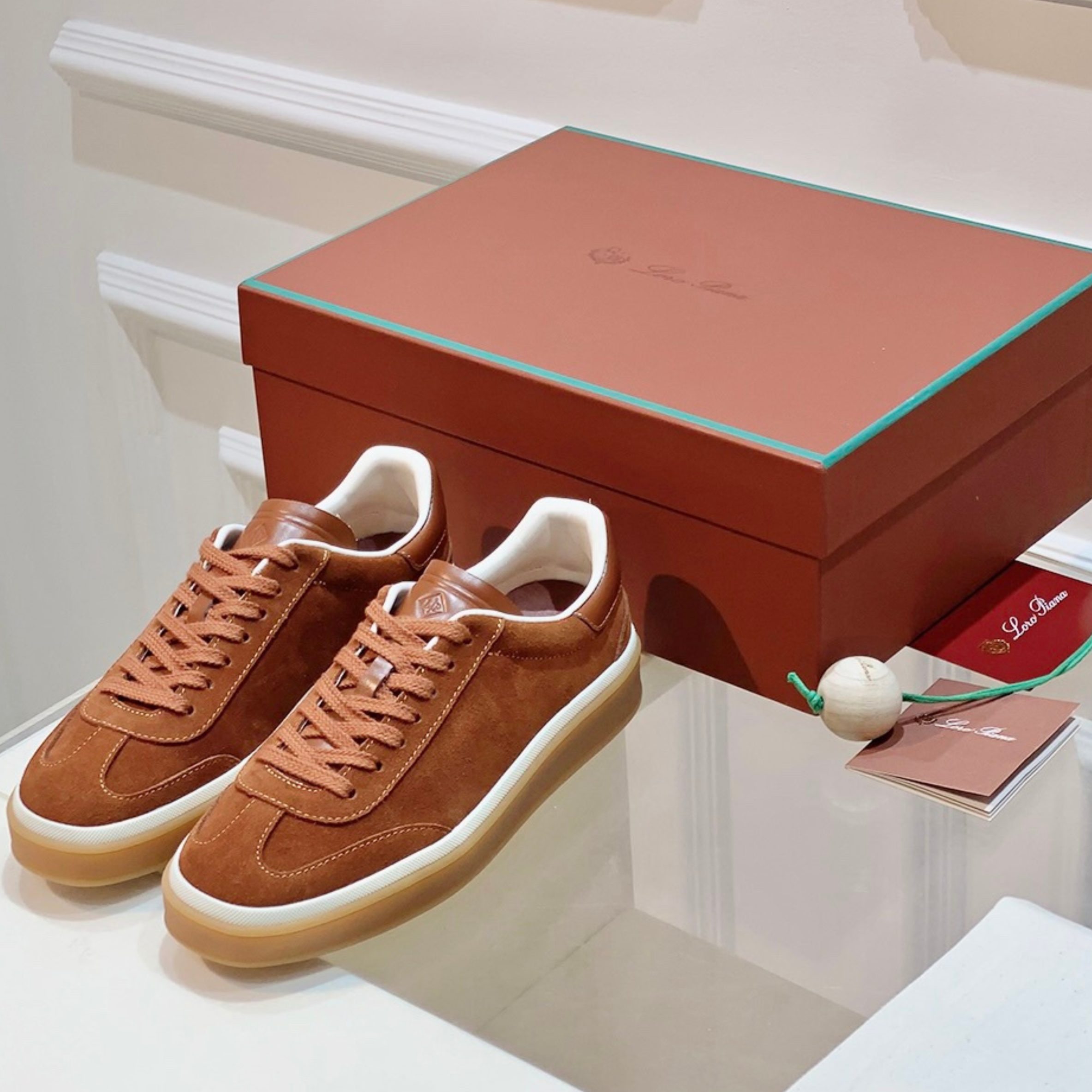 Loro Piana Tennis Walk Suede Calf Split Sneakers - Bark Wood (E0CF)