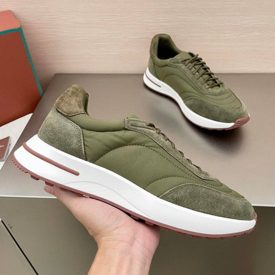 Loro Piana Weekend Walk Suede Sneakers -  Green