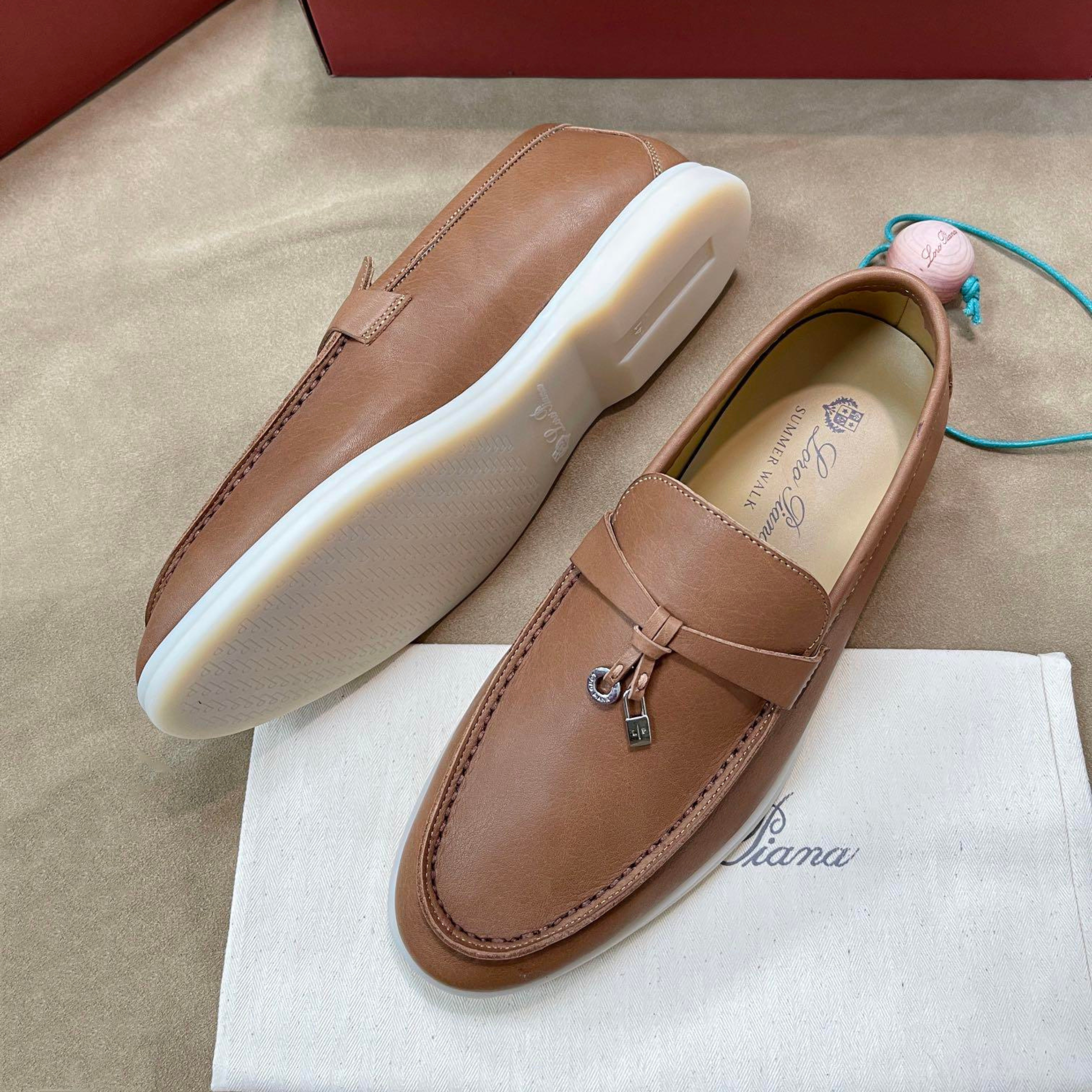 Loro Piana Summer Charms Walk Deerskin Loafers - Cream Bignet (20CB)