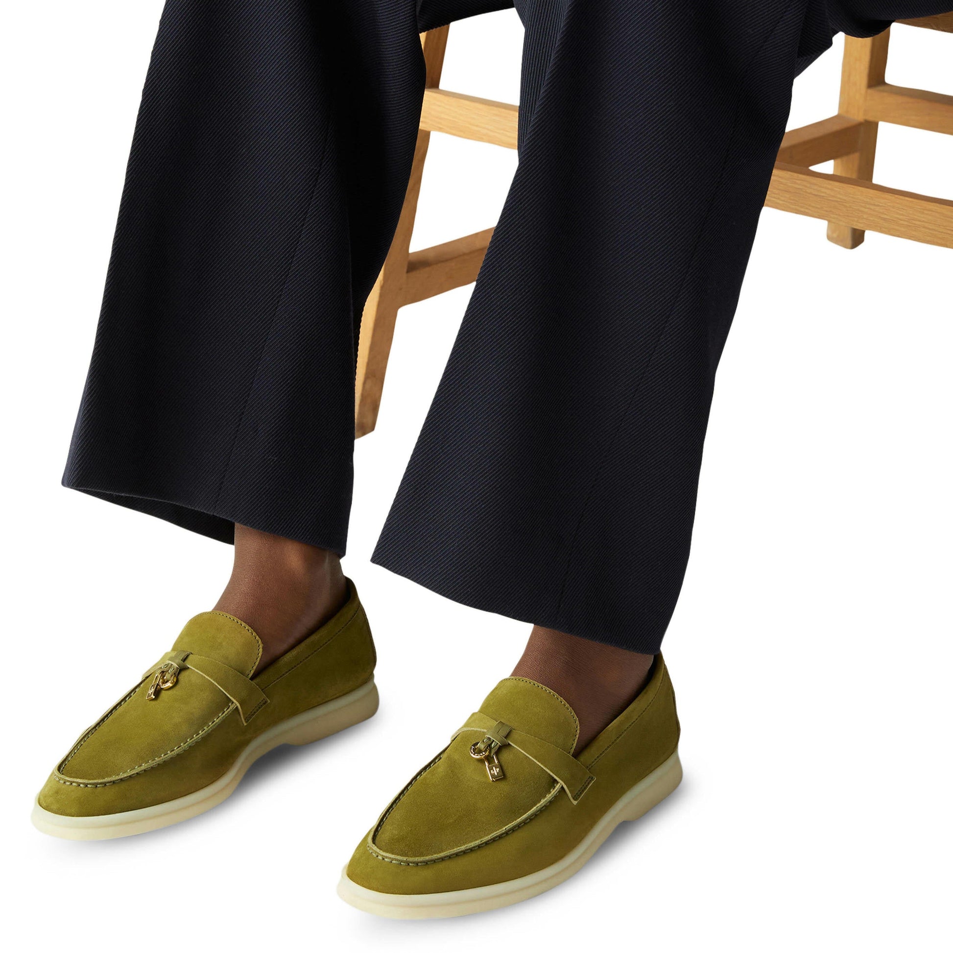 Loro Piana Summer Walk Suede Loafers - Olive