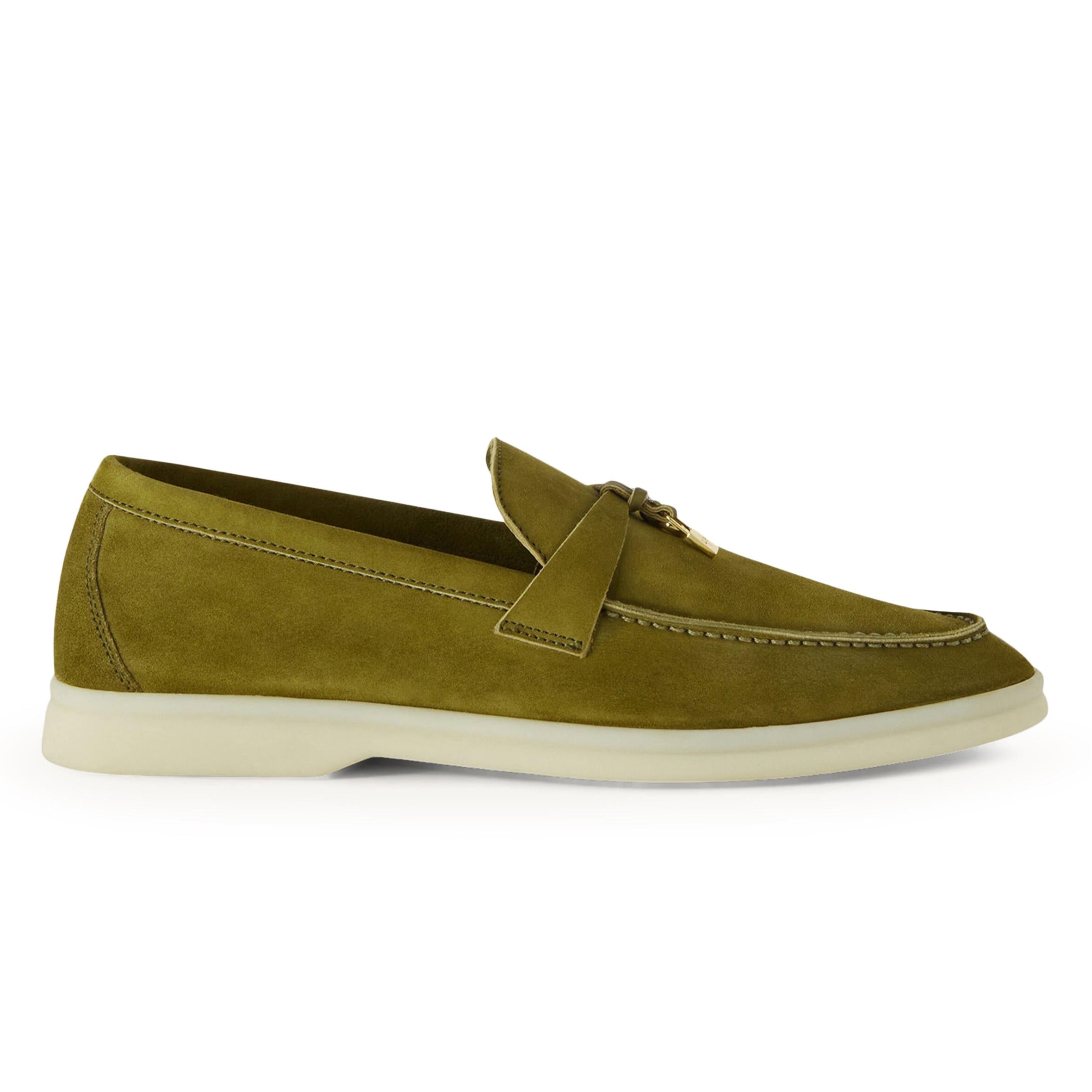 Loro Piana Summer Walk Suede Loafers - Olive