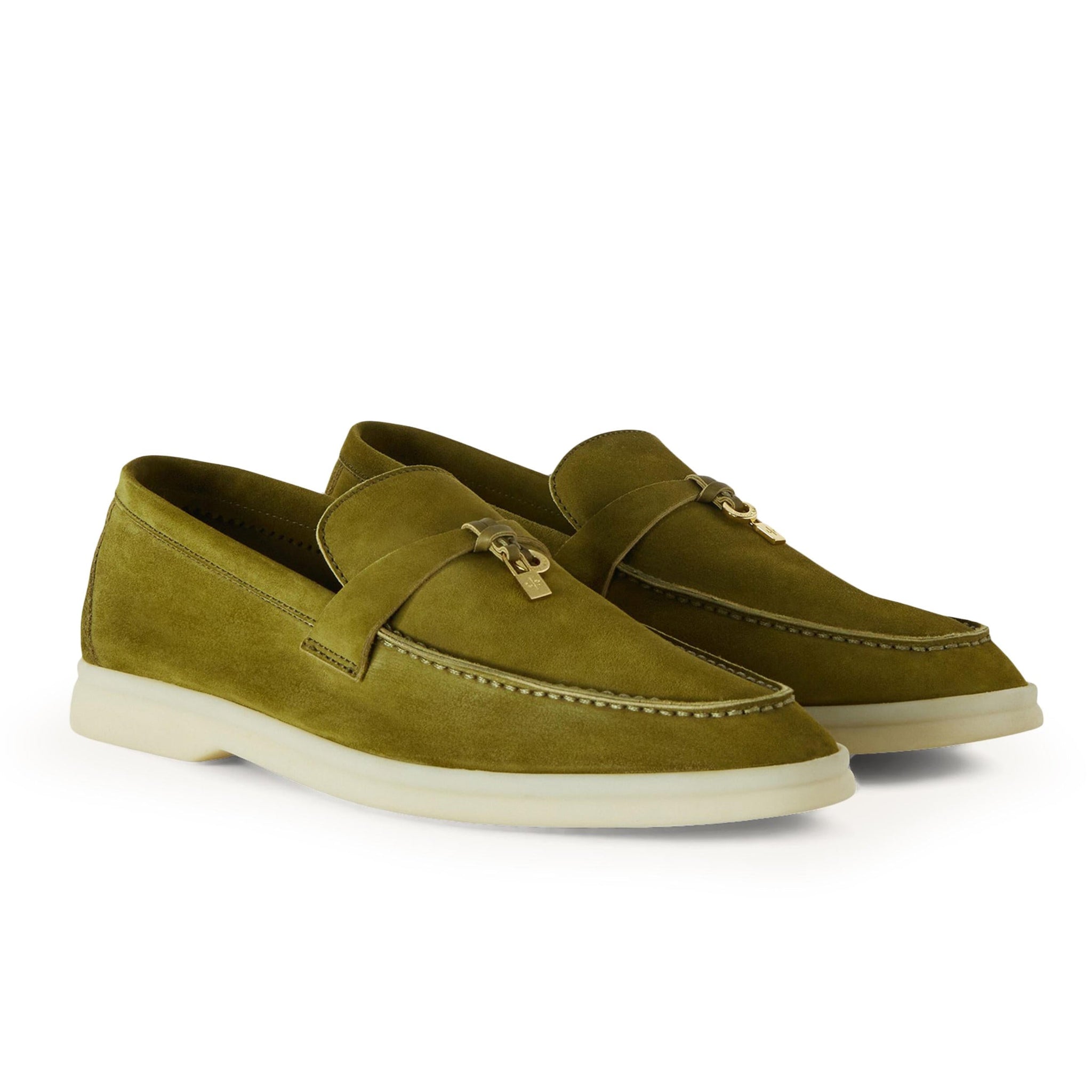 Loro Piana Summer Walk Suede Loafers - Olive
