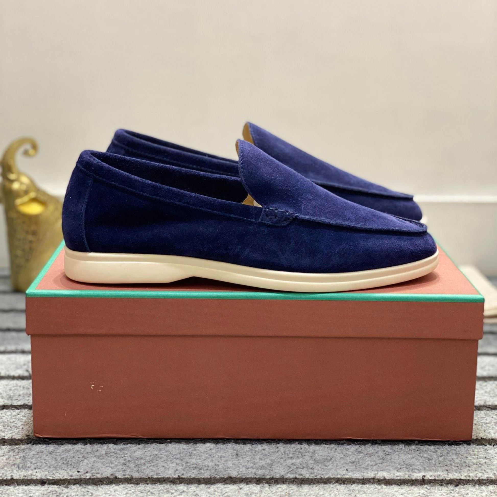 Loro Piana Summer Walk Suede Loafers - Dark Navy Blue ( 040)