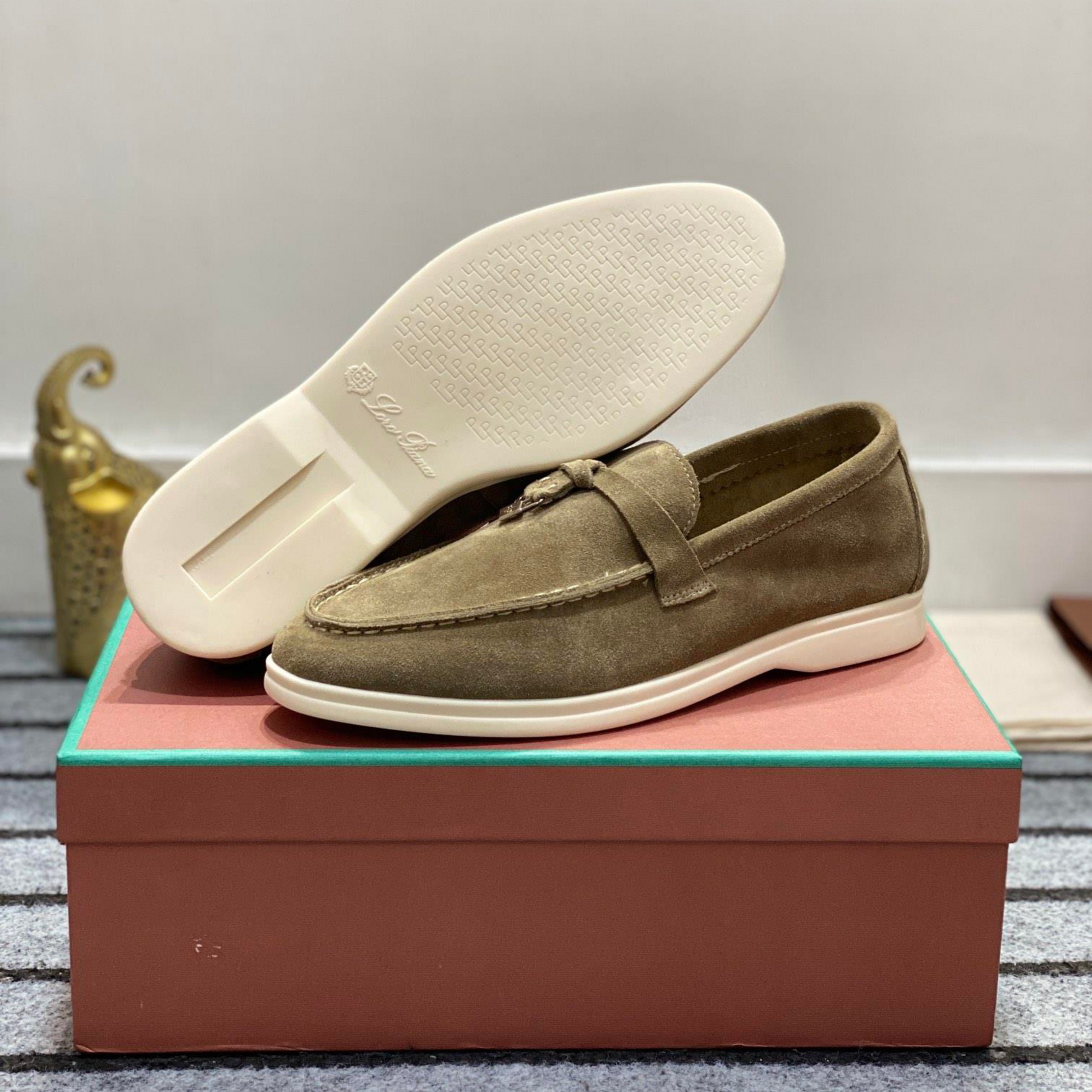 Loro Piana Summer Walk Suede Loafers - Olive