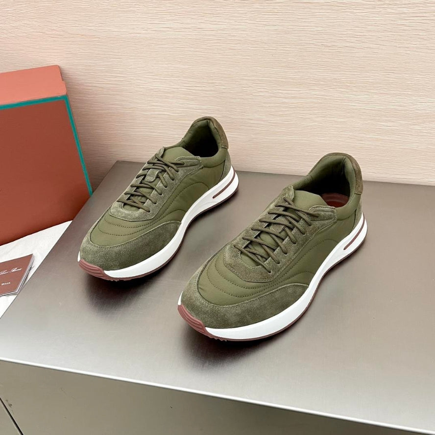 Loro Piana Weekend Walk Suede Sneakers -  Green