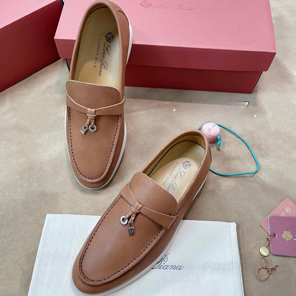 Loro Piana Summer Charms Walk Deerskin Loafers - Cream Bignet (20CB)