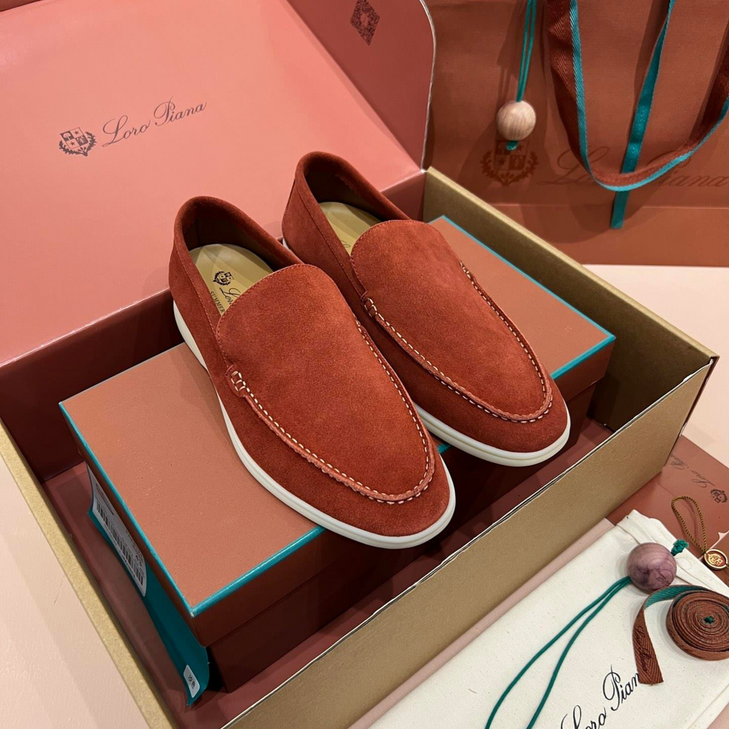 Loro Piana Summer Walk Suede Loafers - Dried Red (R0DV)