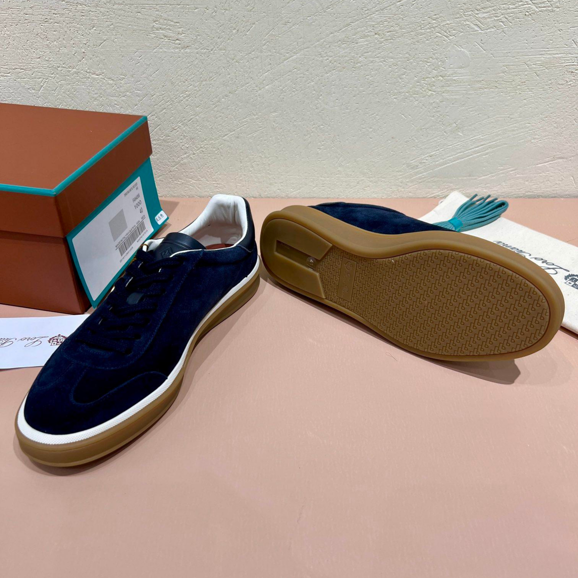 Loro Piana Tennis Walk Suede Calf Split Sneakers - Navy Blue (W000)