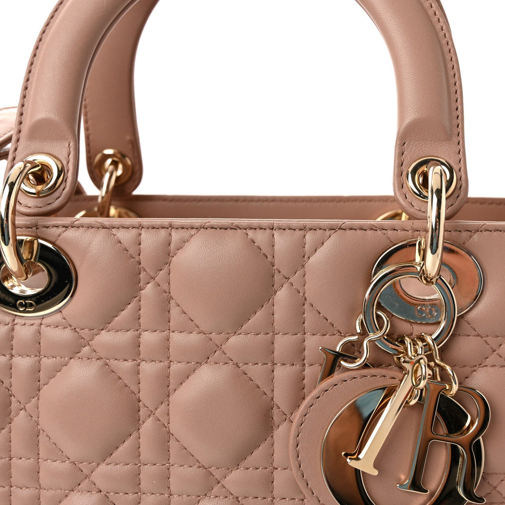 Dior Large Lady Dior Cannage Lambskin Bag - Pink Blush
