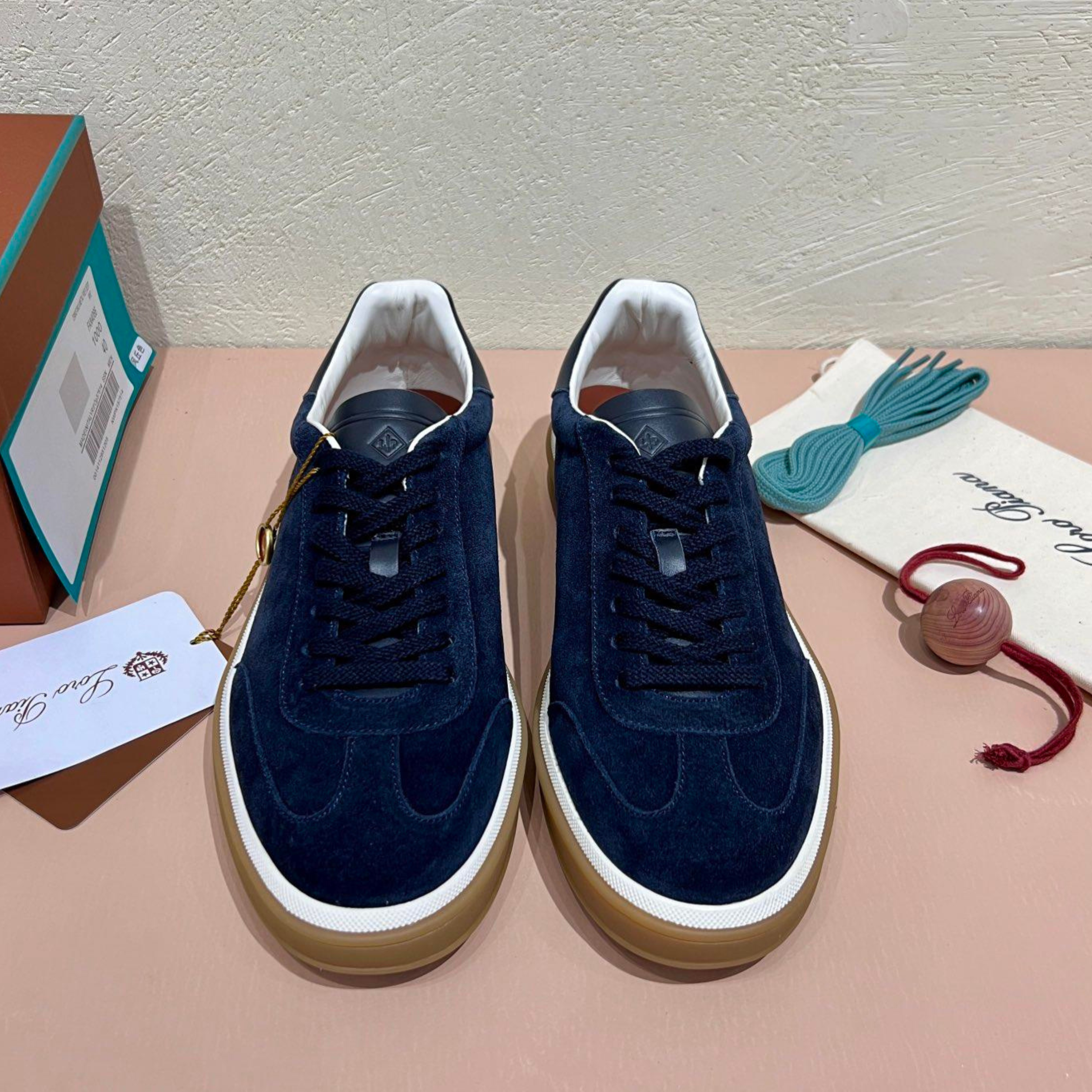 Loro Piana Tennis Walk Suede Calf Split Sneakers - Navy Blue (W000)