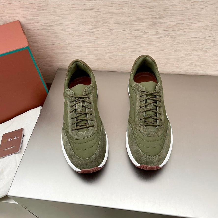 Loro Piana Weekend Walk Suede Sneakers -  Green