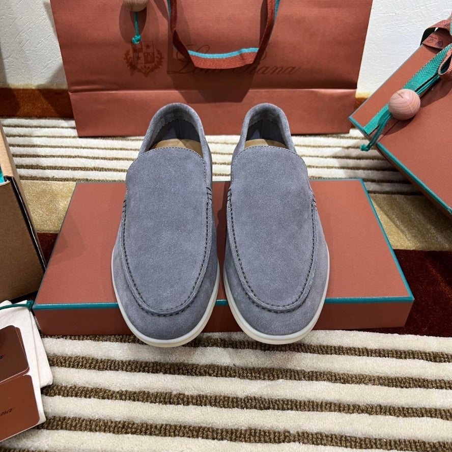 Loro Piana Summer Walk Suede Loafers - Frozen Blue (131)