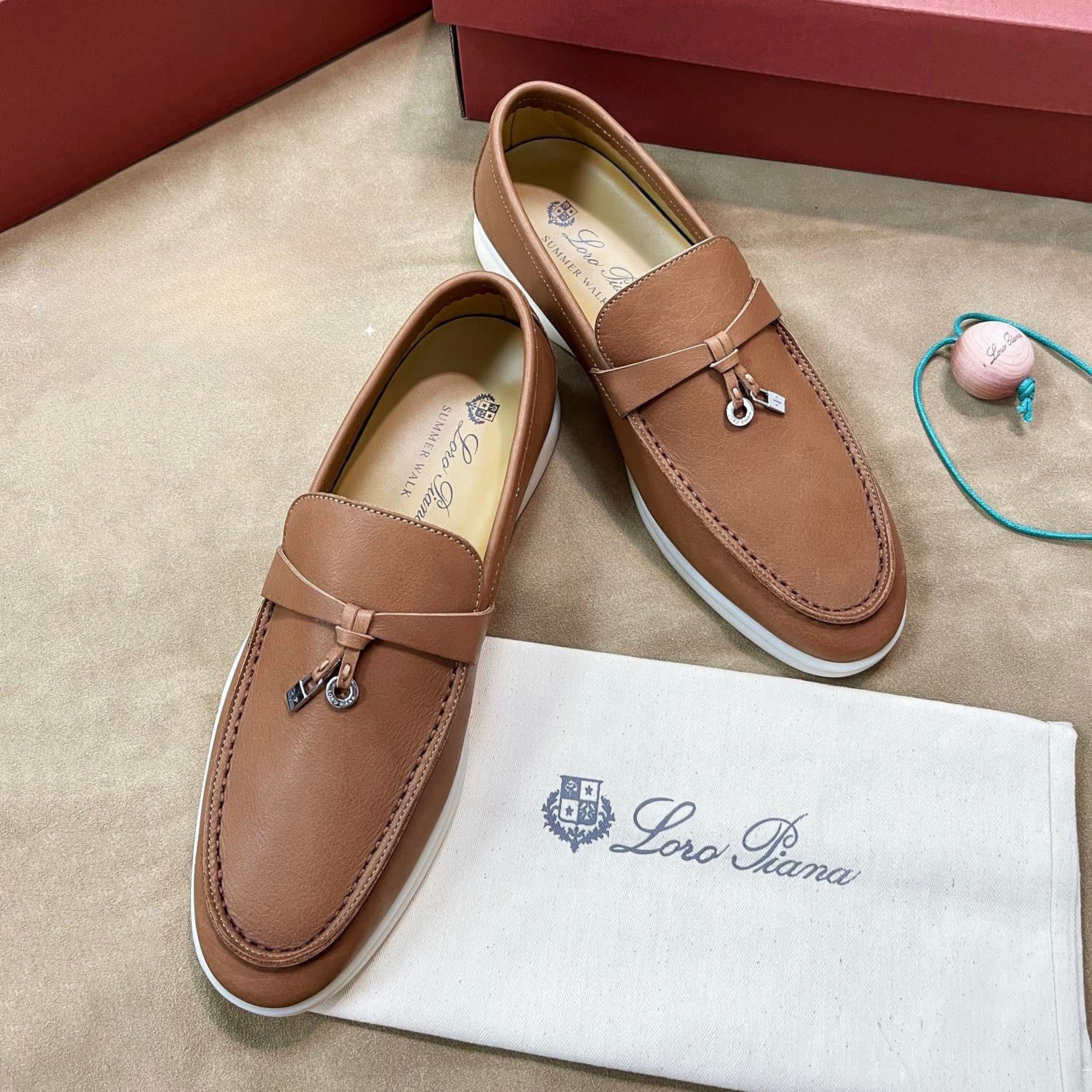 Loro Piana Summer Charms Walk Deerskin Loafers - Cream Bignet (20CB)