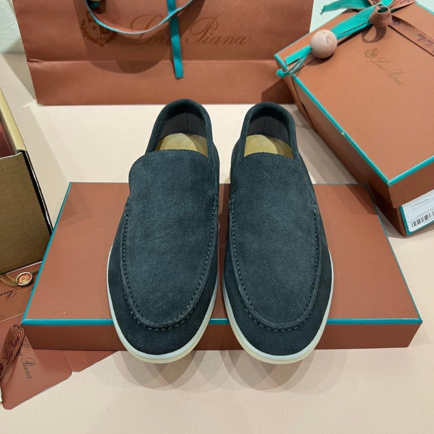 Loro Piana Ocean Front Suede Loafers - Dark Green (133)