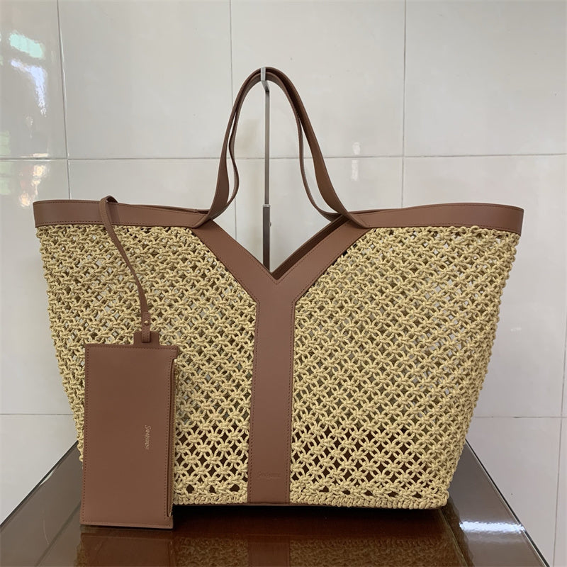Gucci Raffia Y Tote Bag – Beige