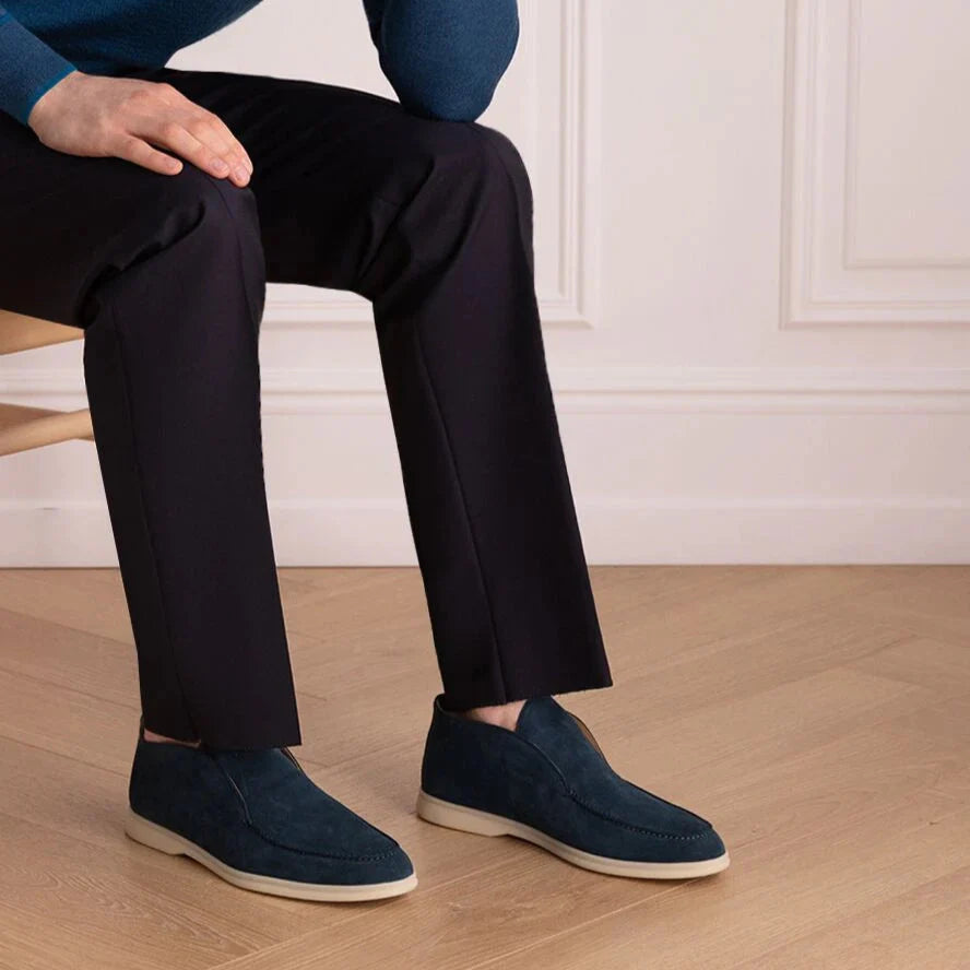 Loro Piana Open Walk Suede Ankle Boots - Dark Blue