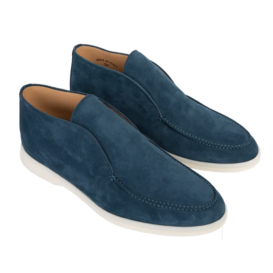 Loro Piana Open Walk Suede Ankle Boots - Dark Blue