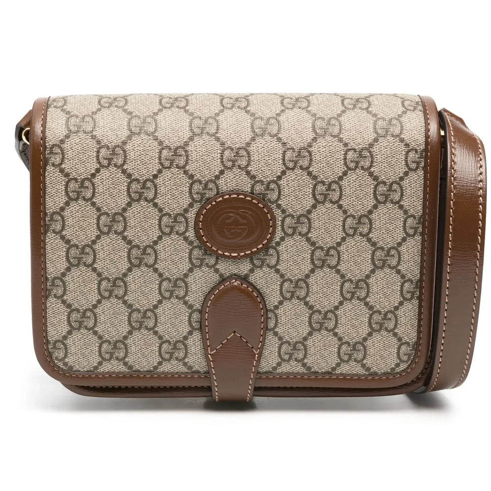 Gucci GG Supreme Mini Interlocking Shoulder Bag – Beige