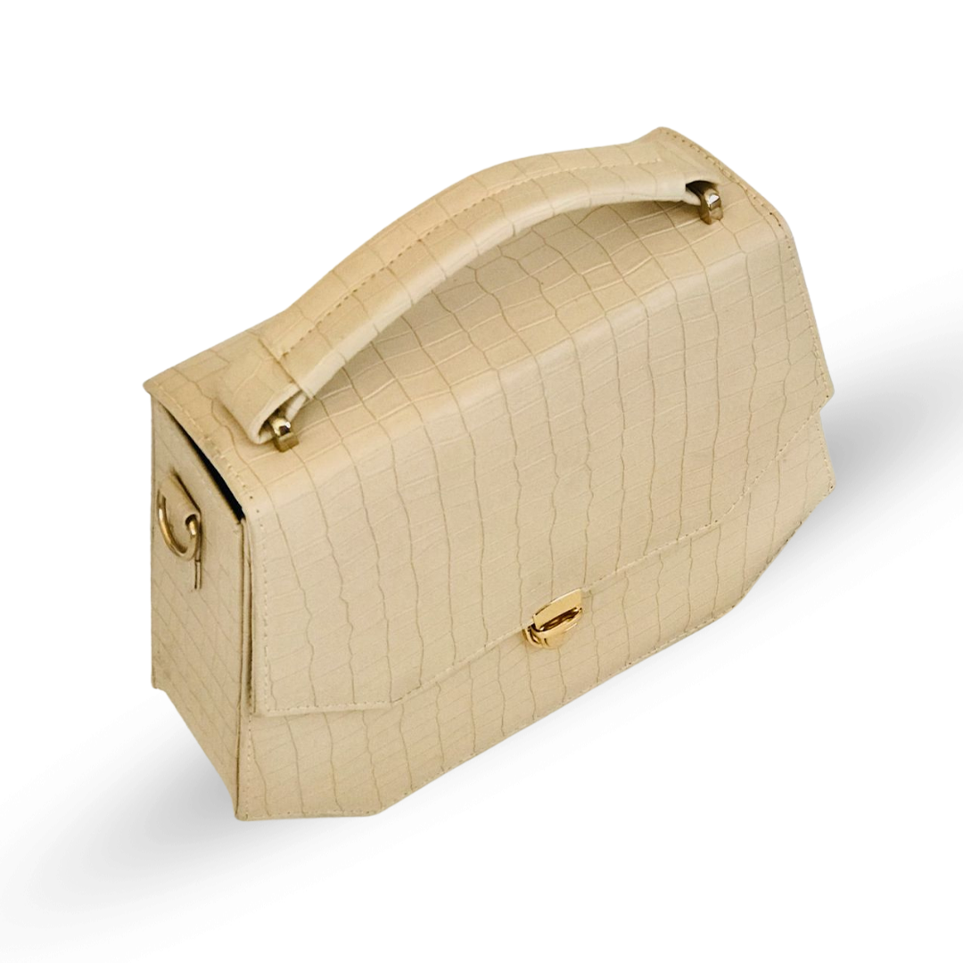 HEXA – Geometric Box Tote in Beige