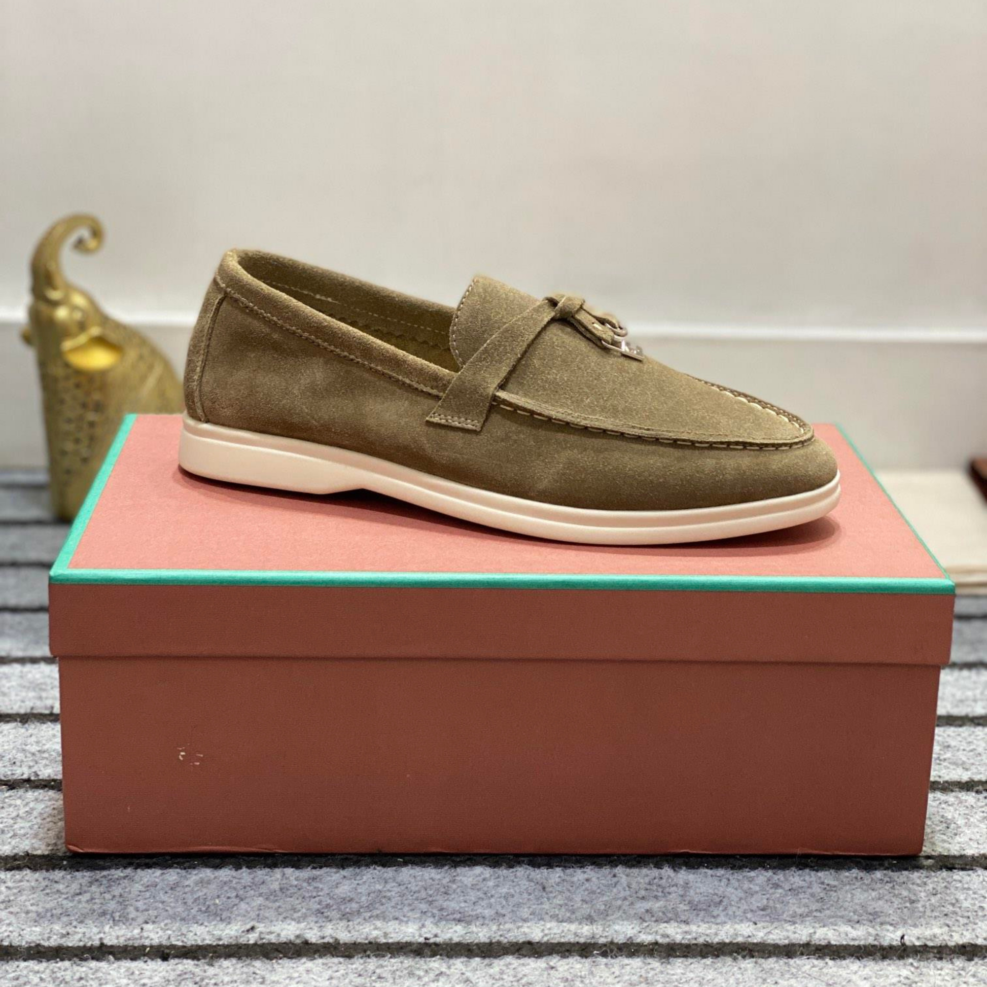 Loro Piana Summer Walk Suede Loafers - Olive
