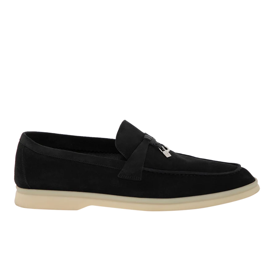 Loro Piana Summer Charm Suede Loafers - Black (029)