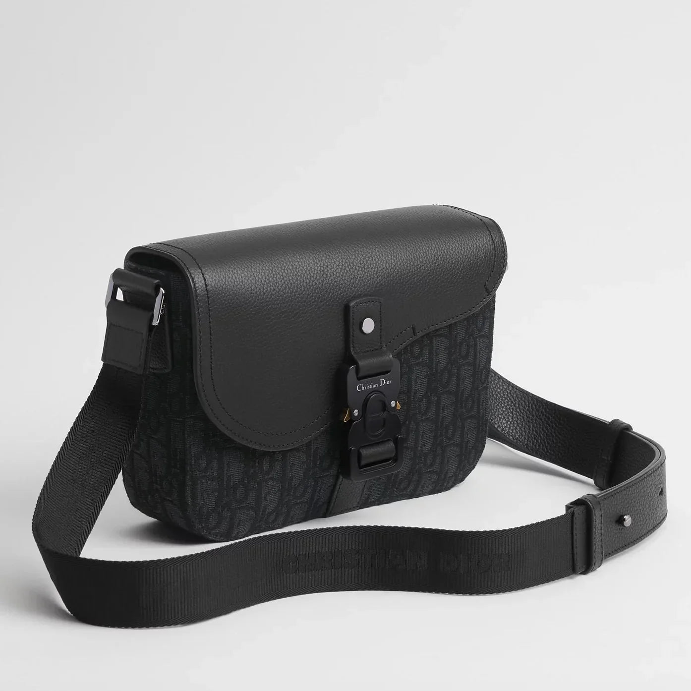 Dior Small Saddle Jacquard Messenger Bag with Flap - Black