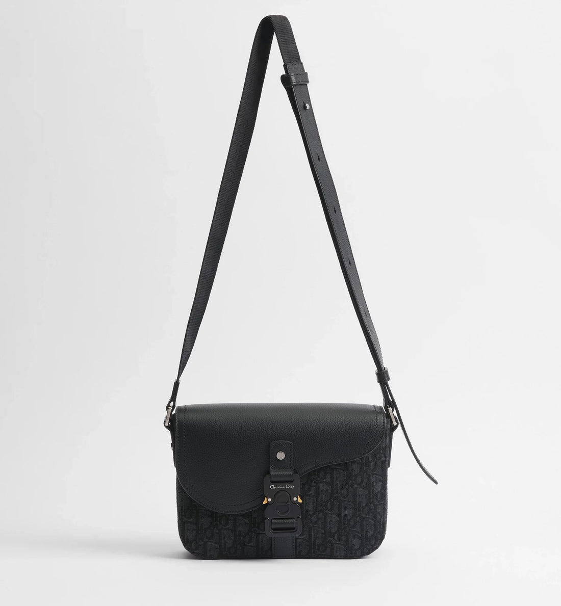 Dior Small Saddle Jacquard Messenger Bag with Flap - Black