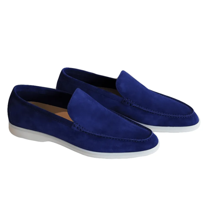 Loro Piana Summer Walk Suede Loafers - Deep Blue