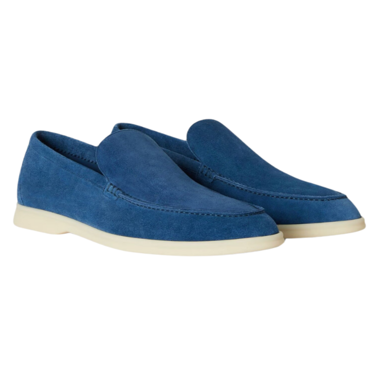 Loro Piana Summer Walk Suede Loafers - Cobalt Ink