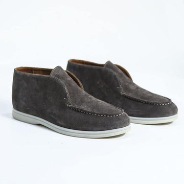 Loro Piana Open Walk Suede Ankle Boots - Grey (219)