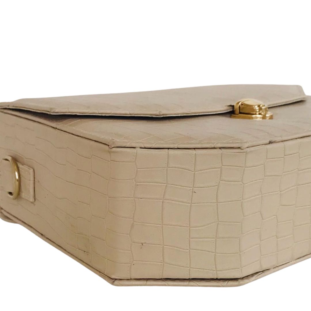 HEXA – Geometric Box Tote in Beige