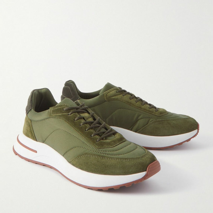 Loro Piana Weekend Walk Suede Sneakers - Green