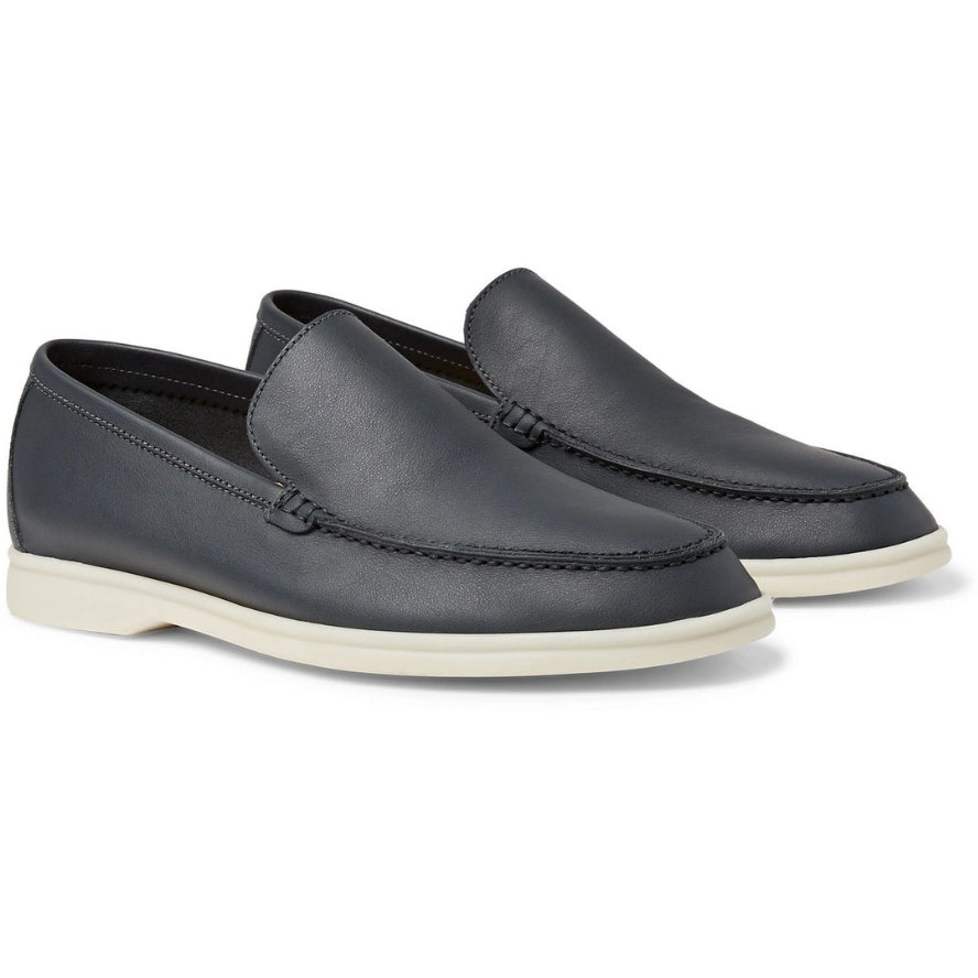 Loro Piana Summer Walk Elk Leather Loafers - Navy Blue (W000)