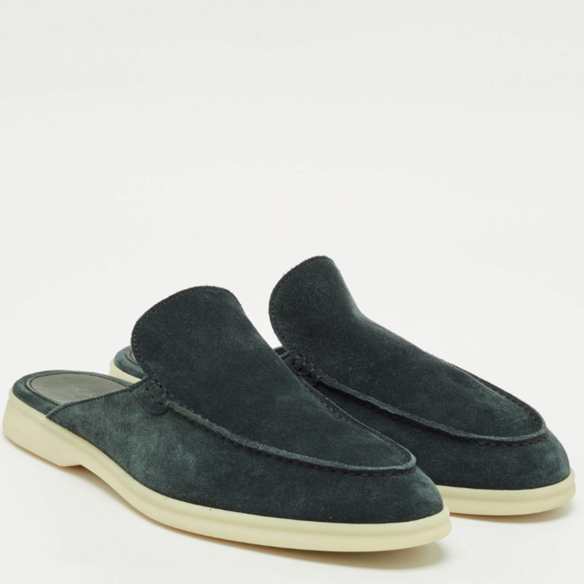 Loro Piana Babouche Walk Suede Loafers - Dark Green