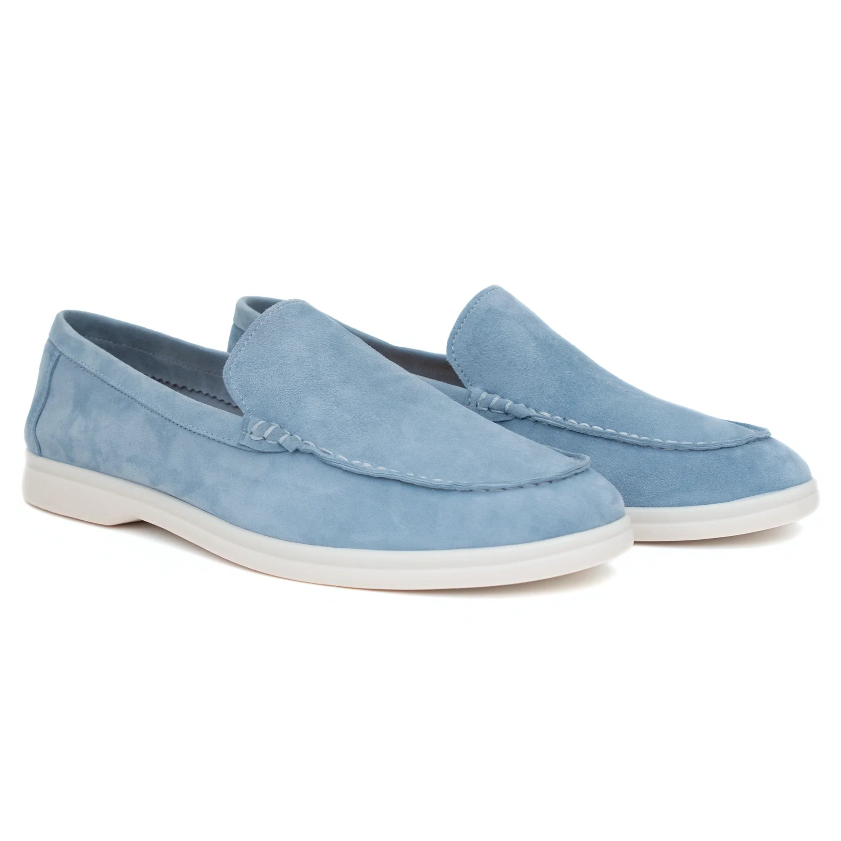 Loro Piana Summer Walk Suede Loafers - Polvere Blue