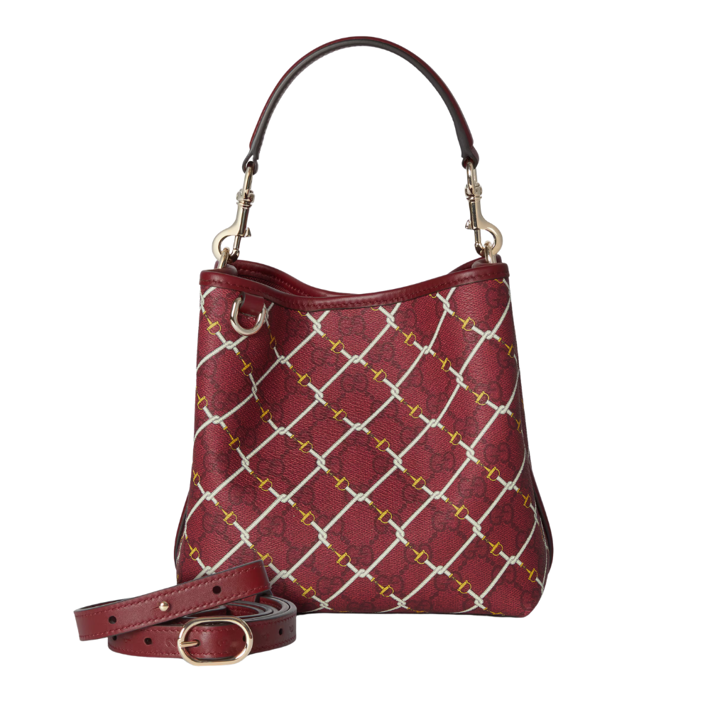 Gucci GG Emblem Small Bucket Bag – Red