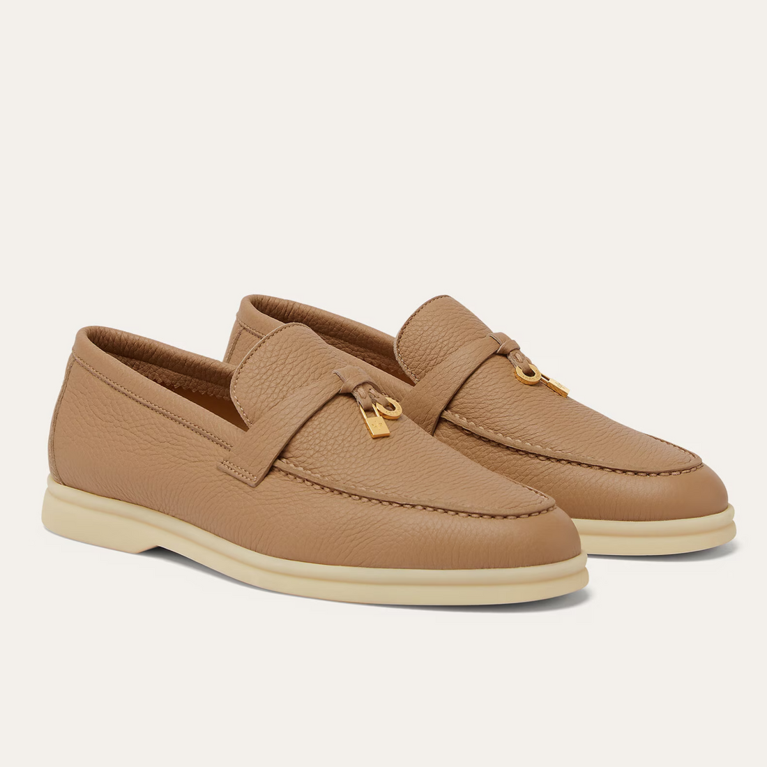 Loro Piana Summer Charms Walk Deerskin Loafers - Cream Bignet (20CB)