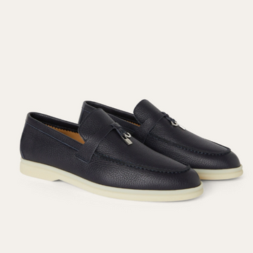 Loro Piana Summer Charms Walk Deerskin Loafer - Navy Blue (W000)