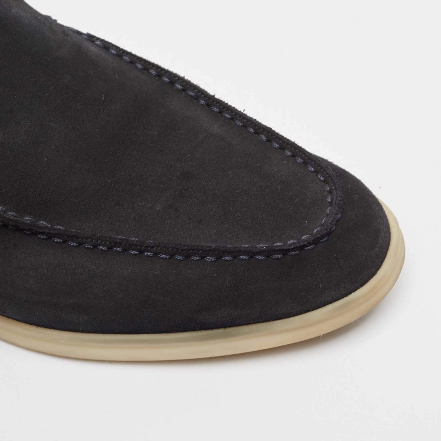 Loro Piana Babouche Walk Suede Loafers - Black (203)